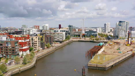 aerial view of the hafencity in hamburg