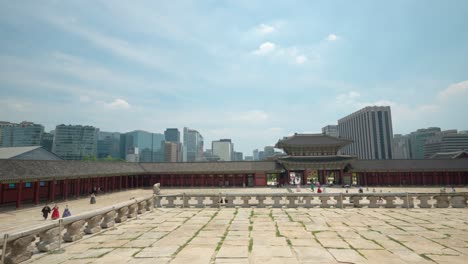 Stadtsilhouette-Der-Stadt-Seoul-Vom-Gyeongbokgung-Palast