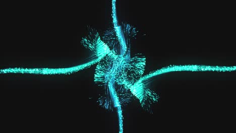 intersección de fondos mágicos de partículas de cian brillantes - animación