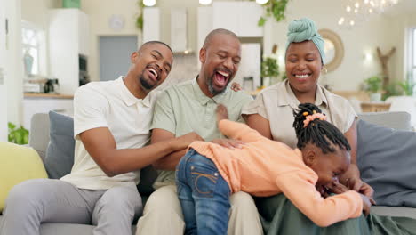 Black-family,-laughing-and-parents-with-child