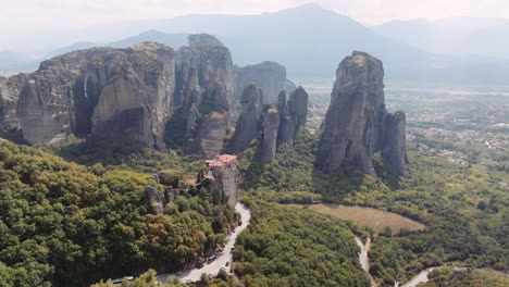 meteora monastery aerial view