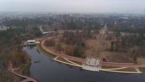 Aerial-view-of-the-Memorial-Conservancy-Park-in-Houston,-Texas