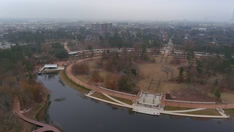 aerial view of the memorial conservancy park in houston, texas