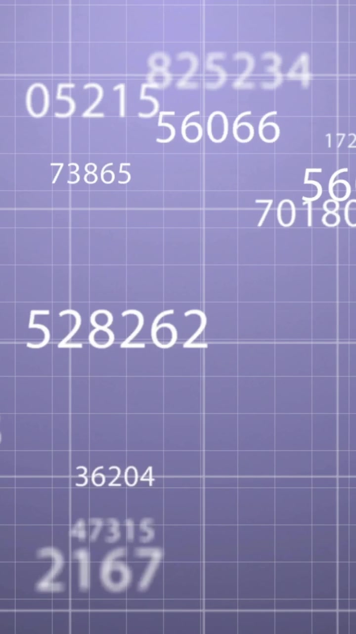 Animation of financial data processing over grid on purple background