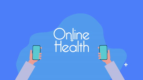 hands using smartphones with telemedicine app animation