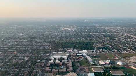 residential suburb neighborhoods of chicago, illinois - aerial flight view