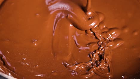 spoon stirring smooth, glossy chocolate batter