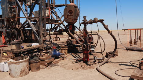 equipment, materials and mechanisms for drilling the oil. site for natural resources production in the desert.