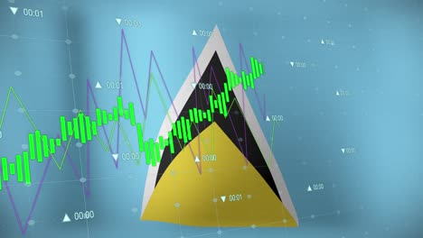 Animación-Del-Procesamiento-De-Datos-Sobre-La-Bandera-De-Santa-Lucía