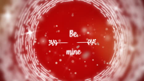 animation of be mine in white letters on red background