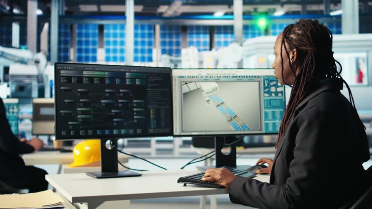 Photovoltaics factory programmer coding, improving solar panels efficiency