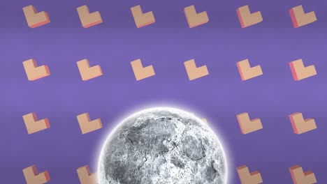 Animation-of-colourful-moving-graphics-and-moon-on-purple-background