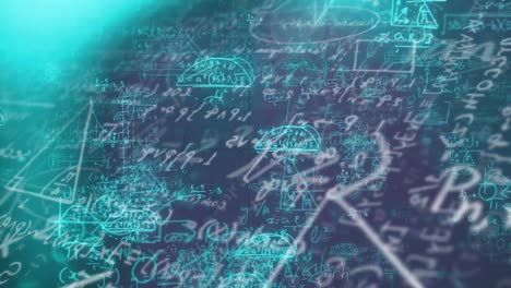 animation of floating mathematical equations on dark background