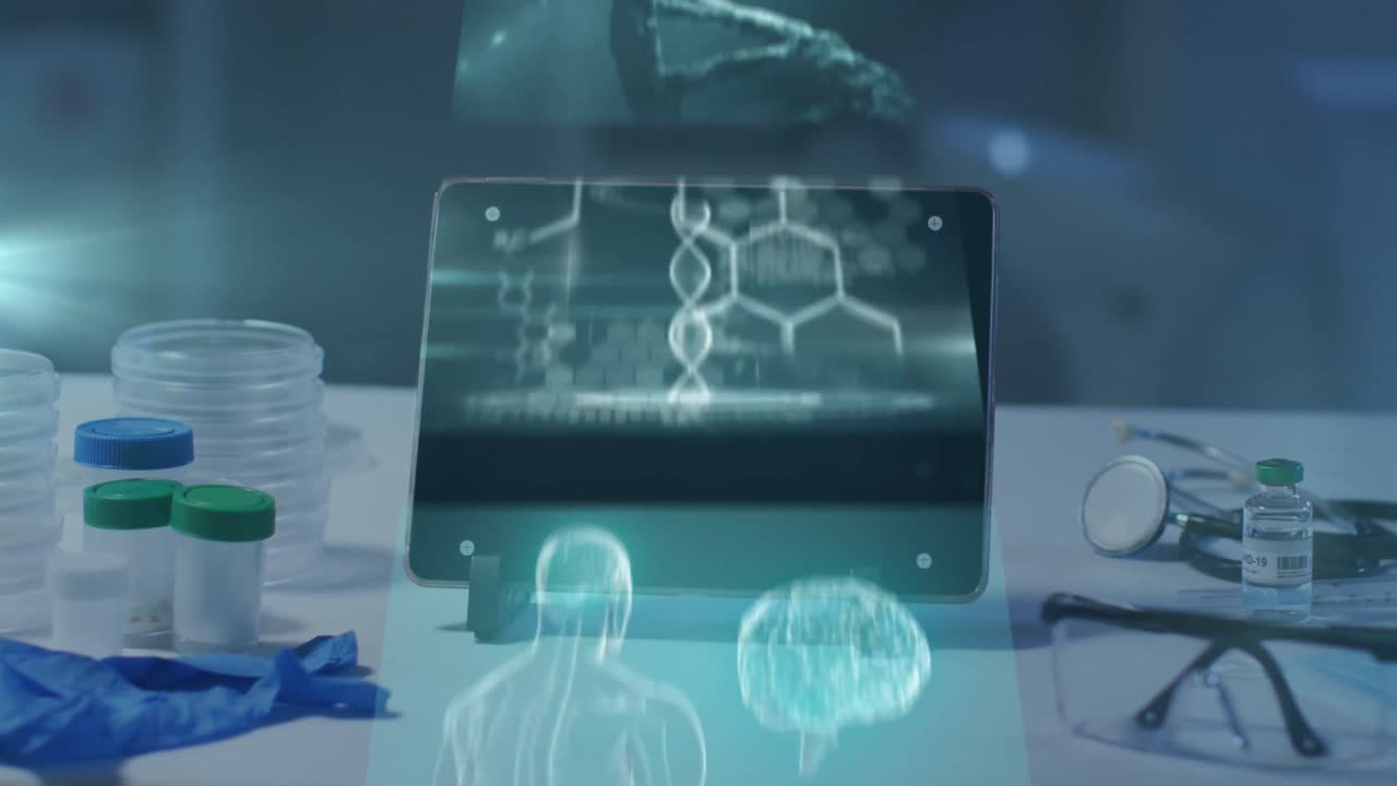 Animation of computing data processing over laptop in laboratory