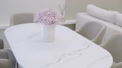 modern dining room with a white table