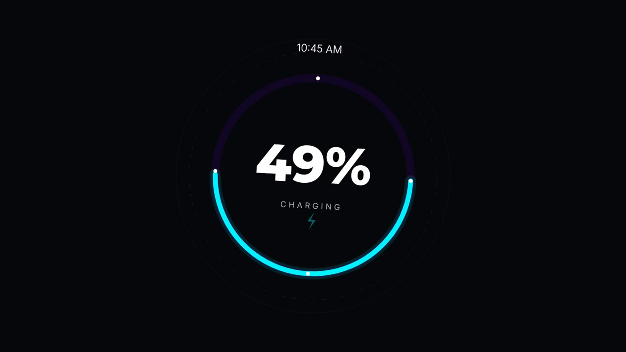 Digital Battery Charging Progress Indicator on Dark Background