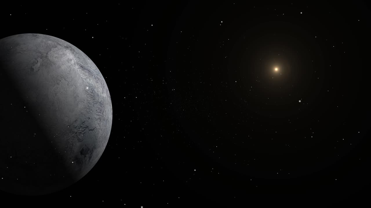 우주에 있는 가상의 행성 에리스의 표면