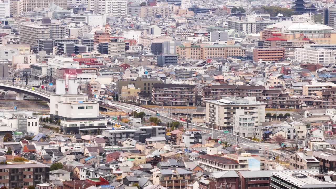 위에서 볼 수 있는 밀집된 도시 풍경의 타임스