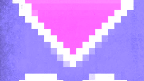 arte de corazón pixelado tonos de rosa y púrpura sobre fondo azul