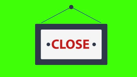 animation of a closed sign icon on a green screen