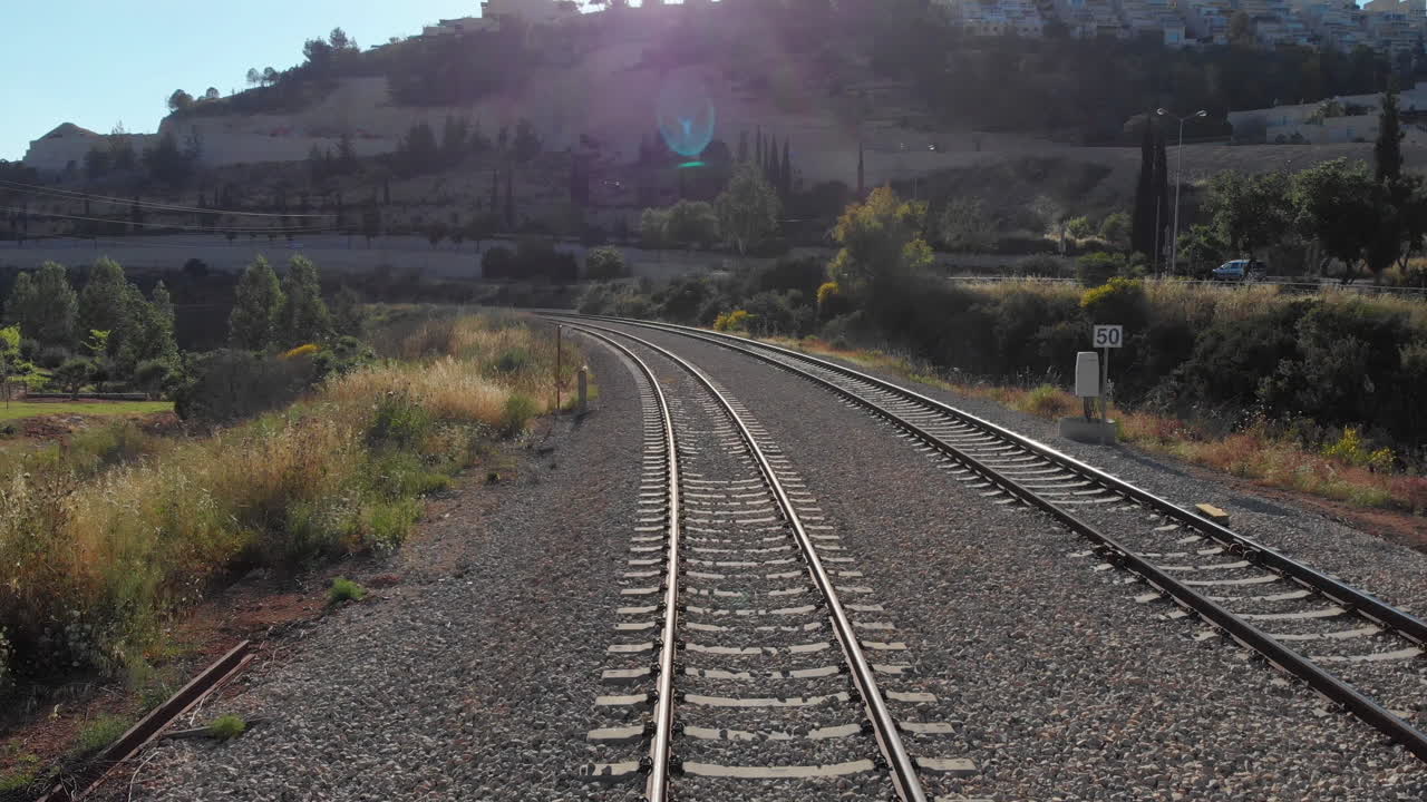 Flying over train rails