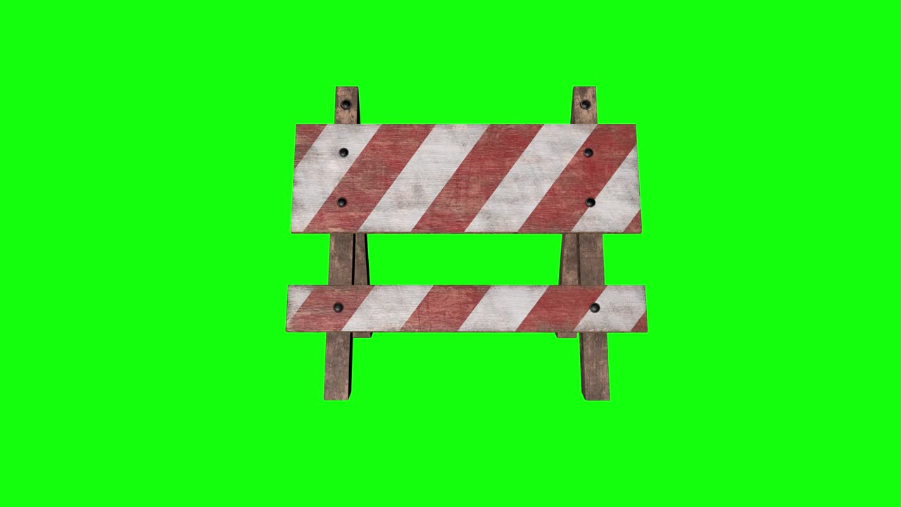 8 animations old wooden street barrier stand green screen 3d not cross signal parade traffic barricade chroma key