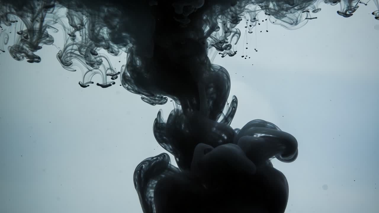 Ethereal Swirls: Captivating Visuals of Ink Dissolving in Water, Creating Intricate Patterns and Forms That Evoke a Sense of Motion and Fluidity
