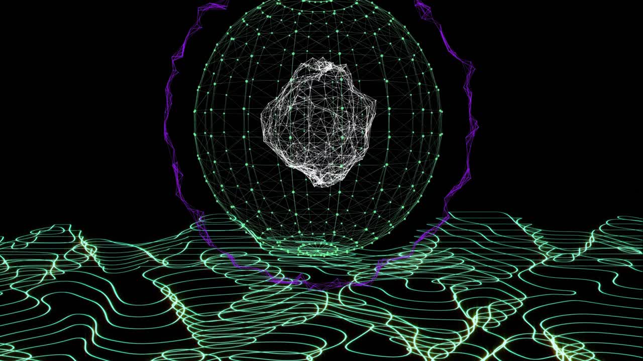 animación de un globo con una red de conexiones sobre fondo negro