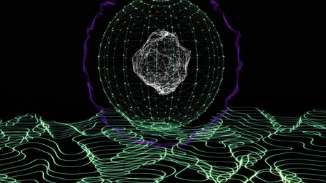Animation of globe with network of connections on black background