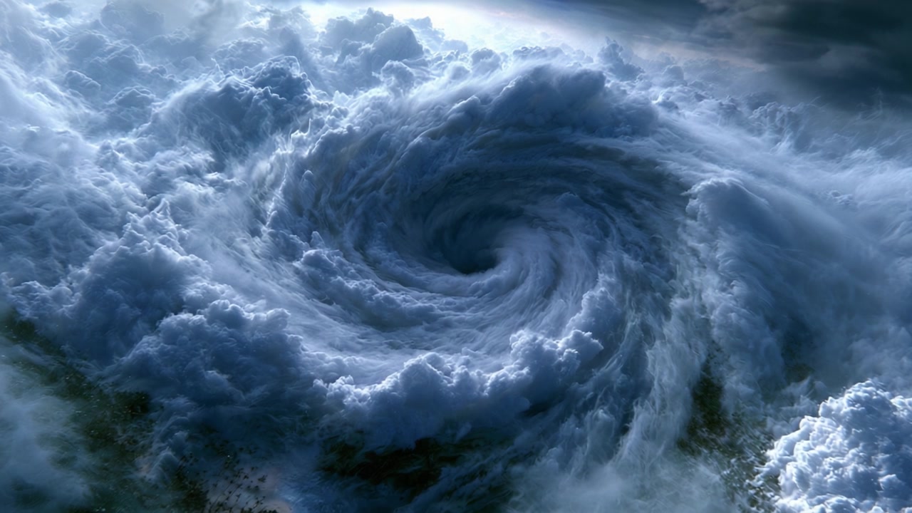En skyhvirvel udløser naturens kræfter: En fascinerende udsigt over en hvirvlende storm på himlen, der fanger skønheden og raseriet fra atmosfæriske kræfter.
