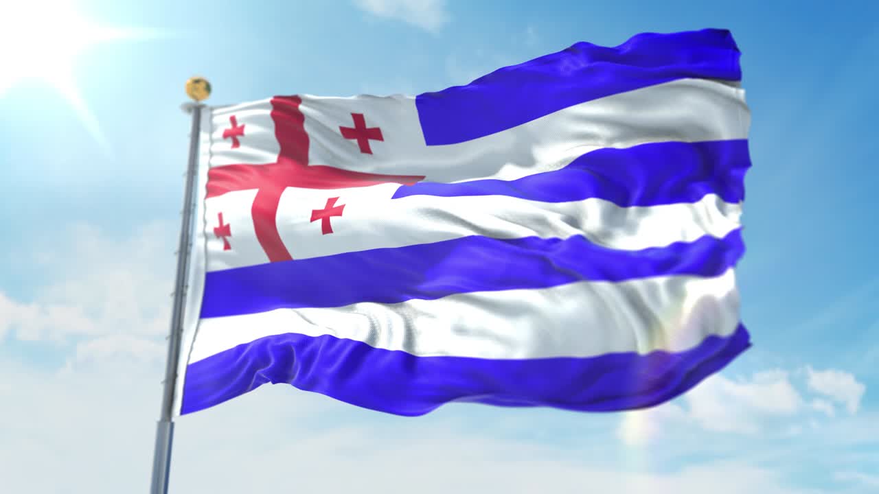 깊은 파란 하늘을 배경으로 바람에 흔들리는 아자라 발, 국가 테마, 국제 개념, 3d 렌더링, 시엄리스 루프, 4k