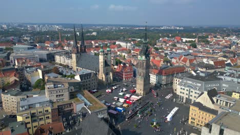 market square with the red tower and st