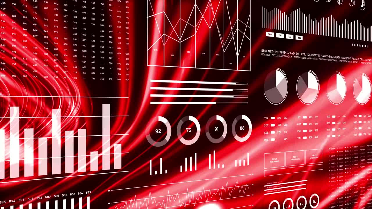 Data and report statistics, animation with graph diagrams.