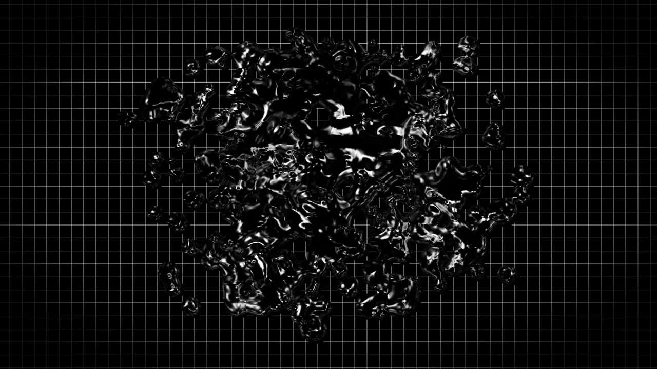 흑색으로 빛나는 흐르는 액체의 애니메이션이 최면 운동으로 움직입니다.