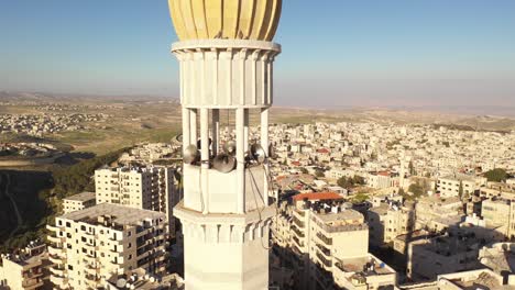 mosque tower in anata refugees camp, jerusalem,aerial view