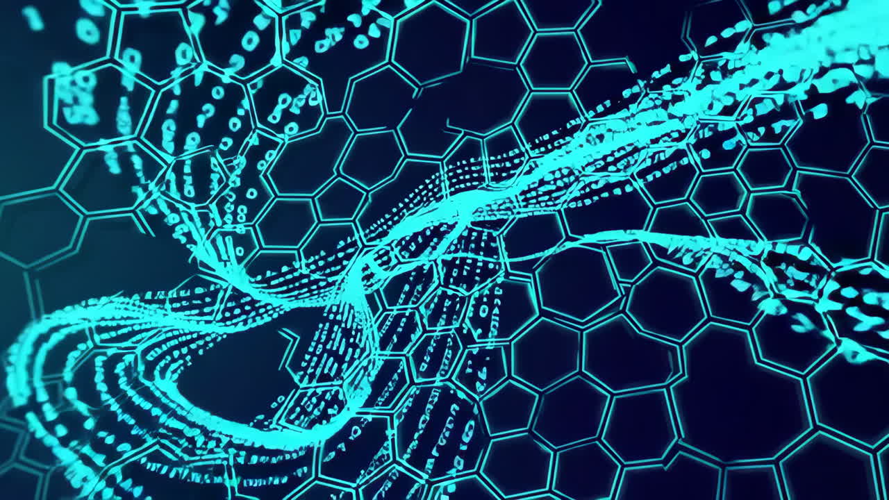 Abstract Technology Background with Binary Code and Hexagonal Pattern