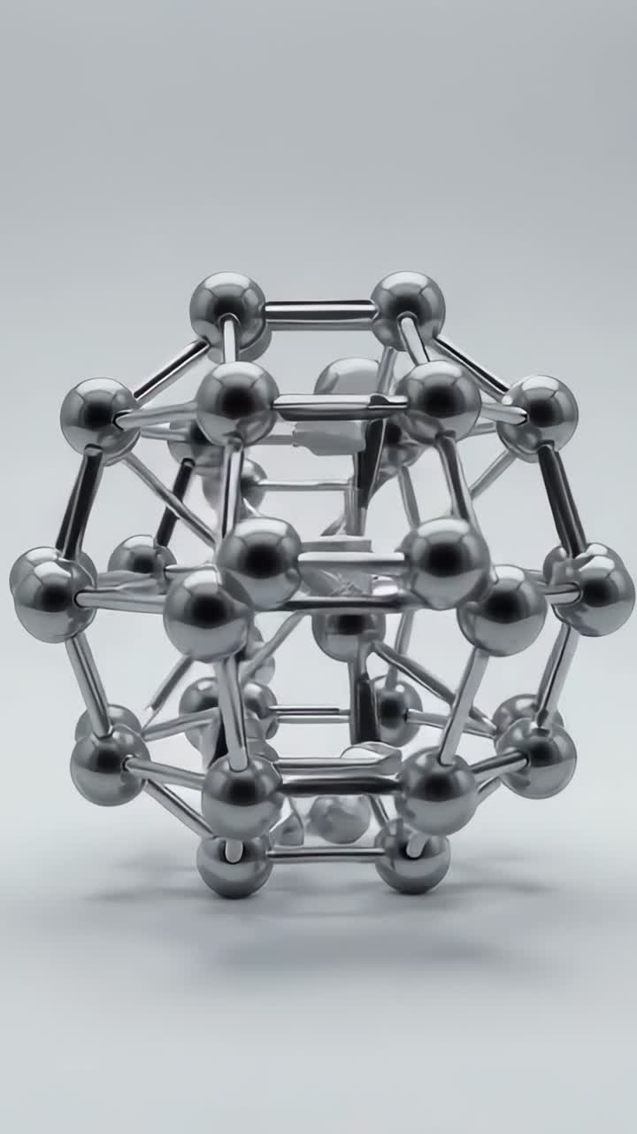 Vertical video: Rotating metal model revealing box and struts in studio on playback to show details