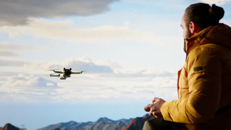 male influencer shares his hiking journey through a vlog with the drone