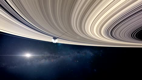 voyager probe at saturn's rings 1