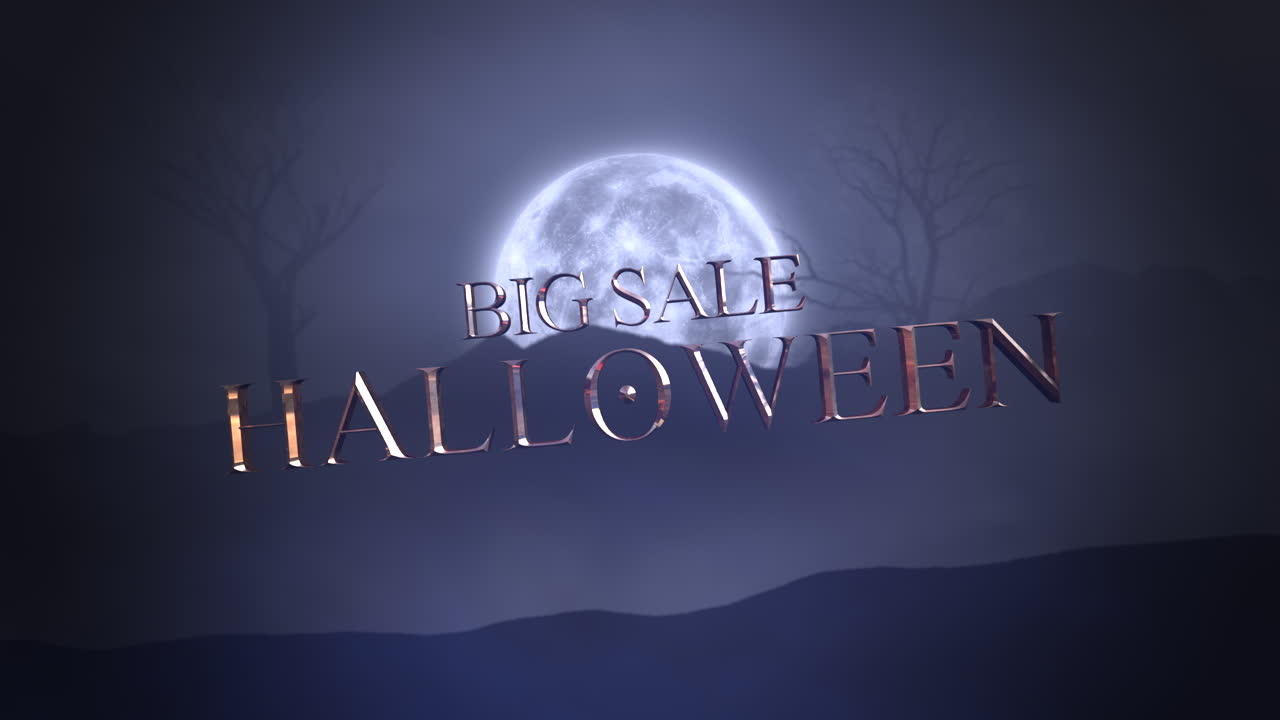 할로윈 큰 판매 문자 큰 달과 신비로운 숲