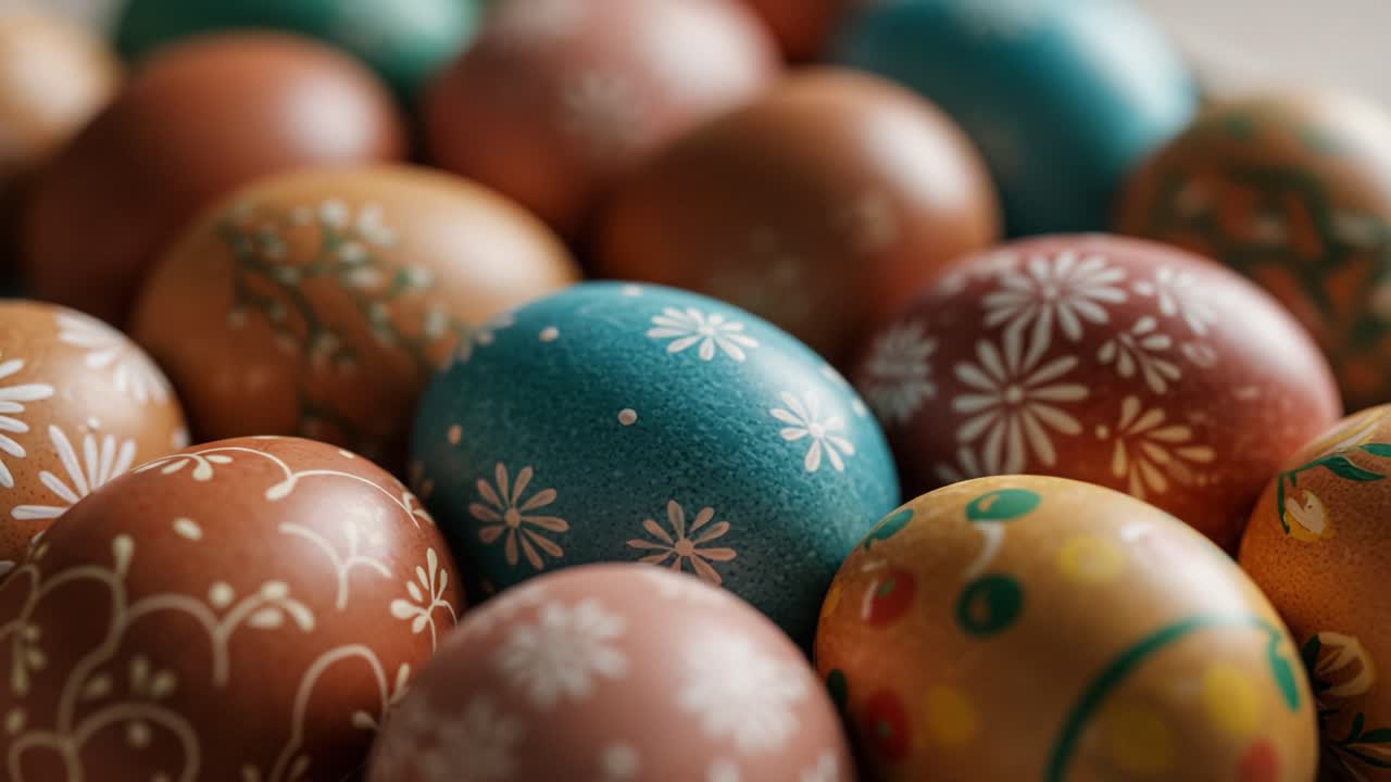 A Vibrant Collection of Hand-Painted Decorative Eggs Showcasing Intricate Floral Patterns and Striking Colors, Perfect for Celebrating Traditions and Festivities