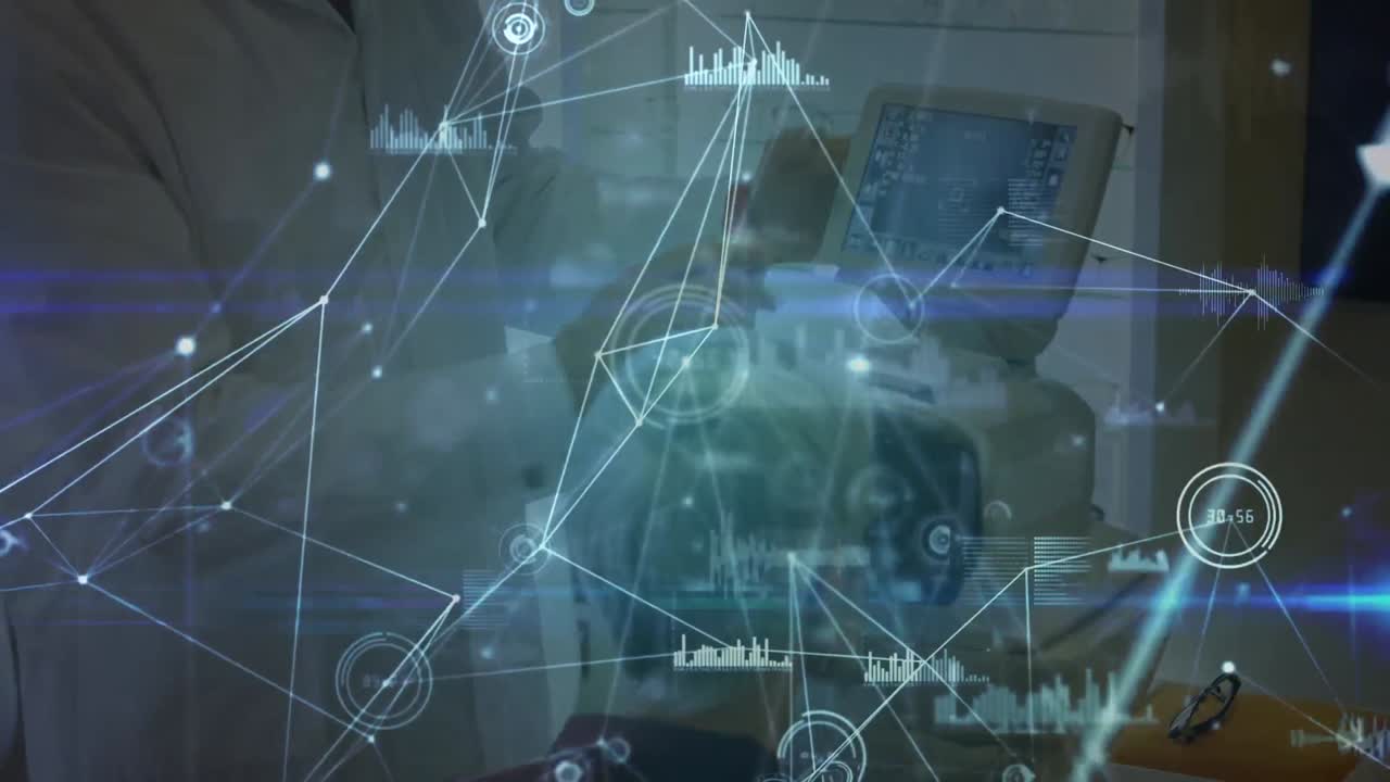 백인 남성 안과 의사와 환자에 대한 연결의 애니메이션