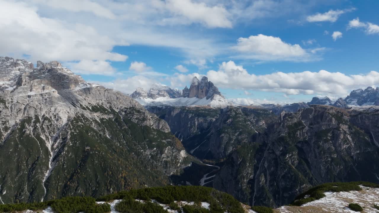 Tre Cime di Lavaredo in the Italian Dolomites during autumn