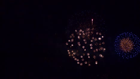beautiful colourful fire work display at night for celebration in festival