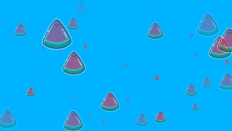 animación de rebanadas de sandía sobre un fondo azul