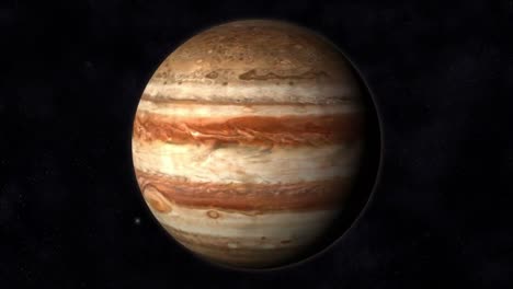 cinematic jupiter planet rotating in space.