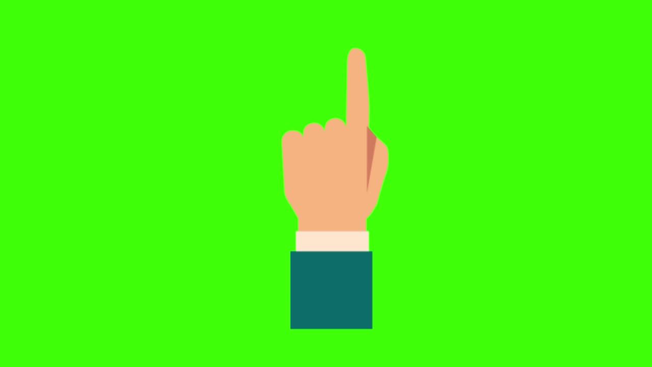 Colorful simple animation of a human hand and index finger isolated on ...