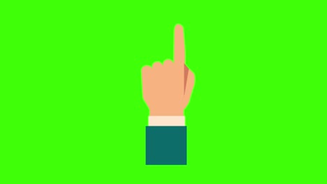 colorful simple animation of a human hand and index finger isolated on a green screen in 4k