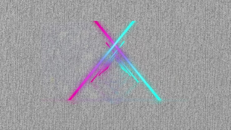 Animation of colourful neon triangles on gray background
