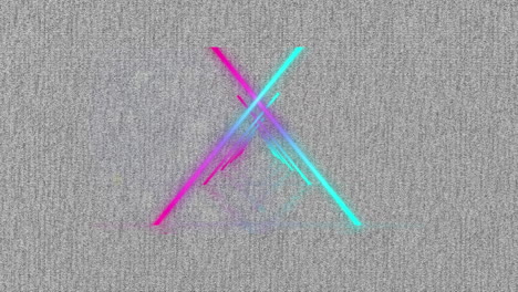 animación de triángulos de neón coloridos sobre un fondo gris